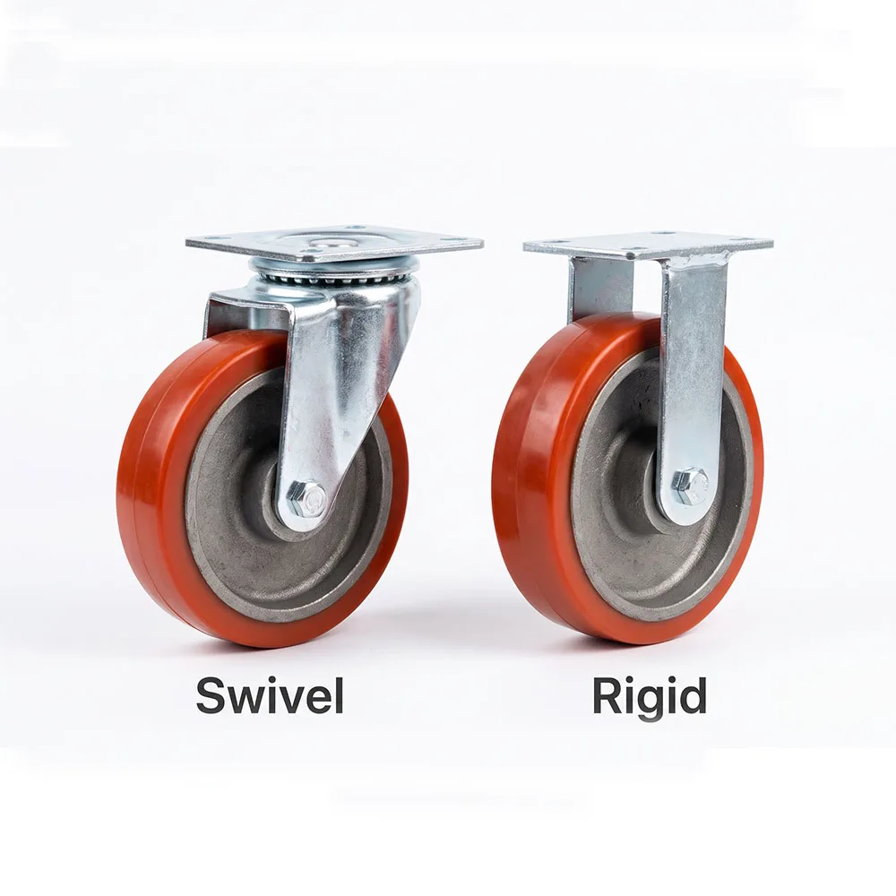 Perbandingan caster swivel dan rigid Hammer dari samping untuk membaca kolom Features