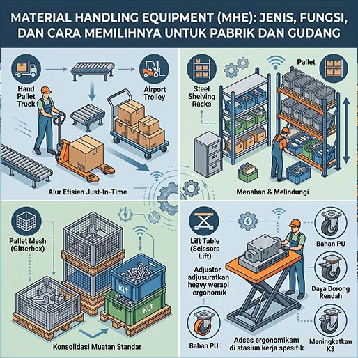 Material Handling Equipment (MHE): Jenis, Fungsi, dan Cara Memilihnya untuk Pabrik dan Gudang